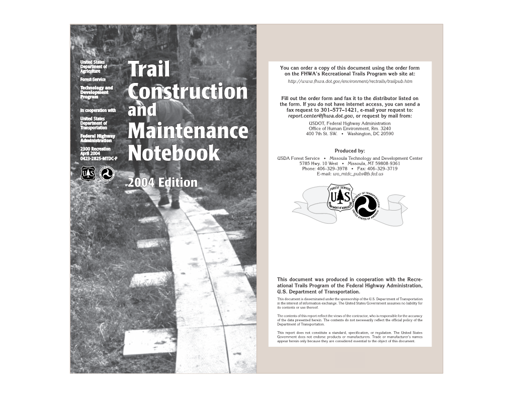 Trail Construction and Maintenance Notebook: 2004 Edition