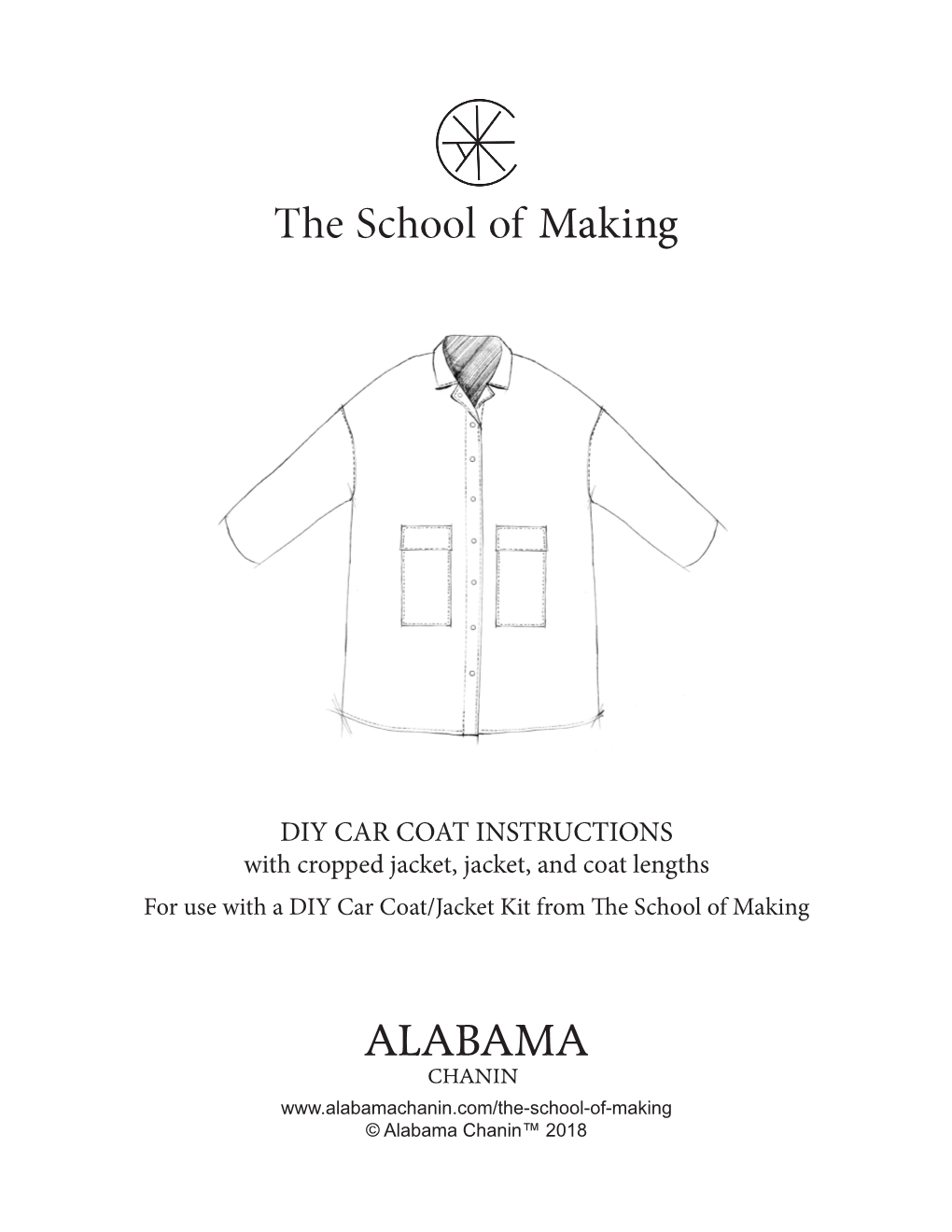 DIY CAR COAT INSTRUCTIONS with Cropped Jacket, Jacket, and Coat Lengths for Use with a DIY Car Coat/Jacket Kit from the School of Making
