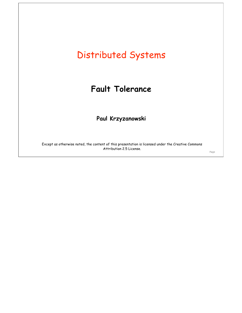 Fault Tolerance