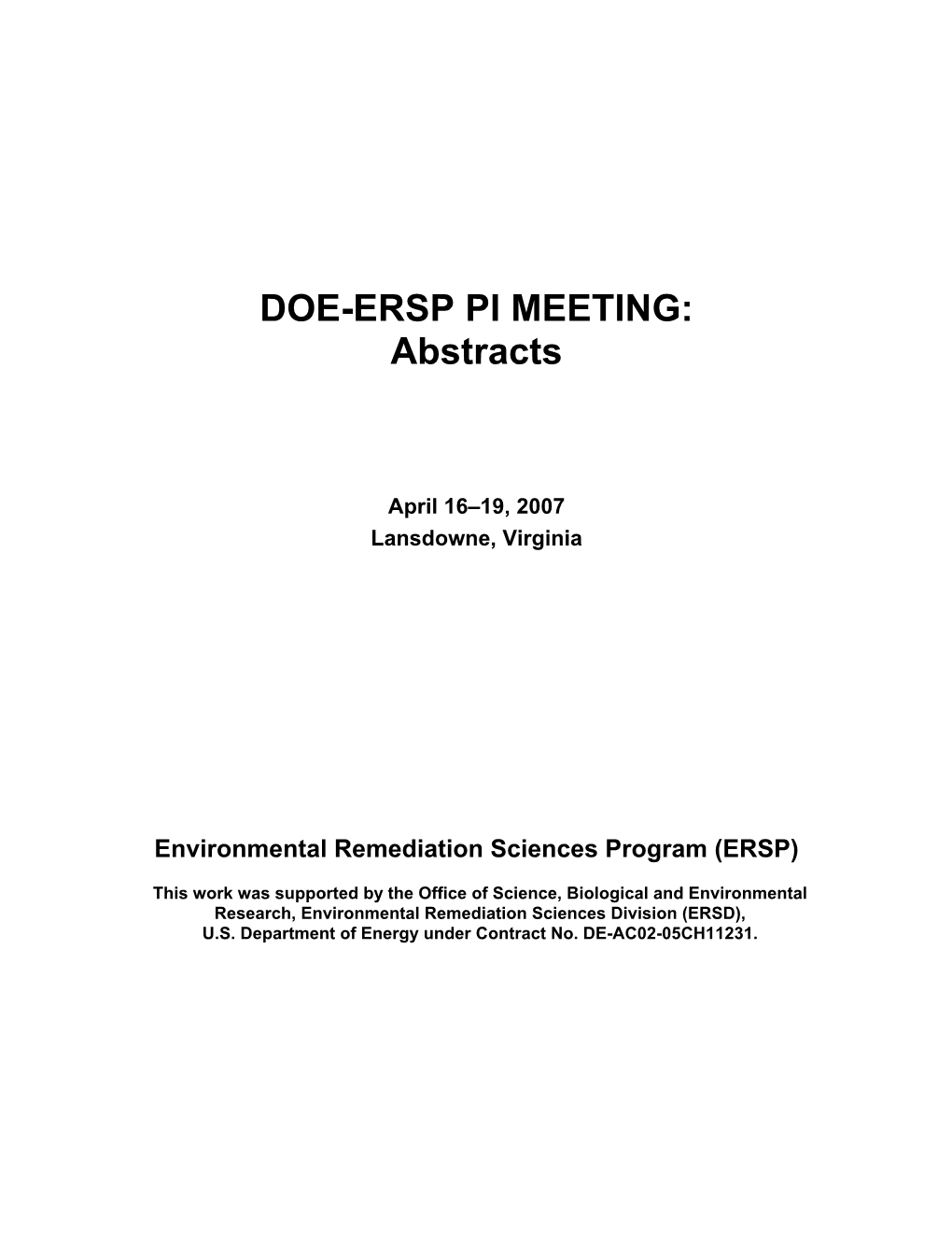 DOE-ERSP PI MEETING 2007 Abstracts
