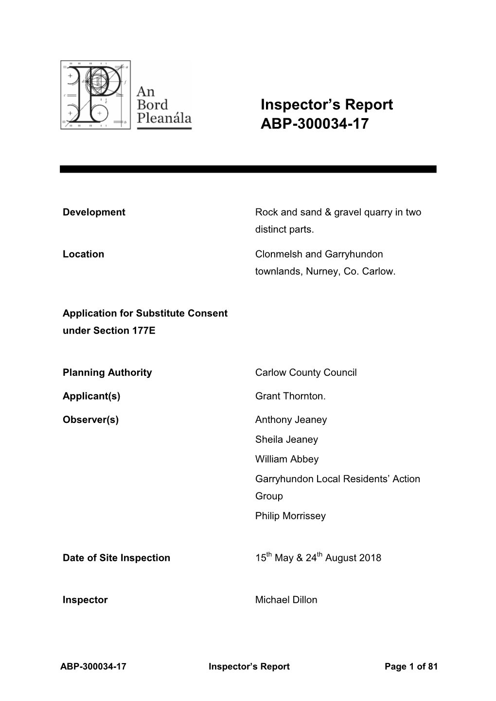 Inspector's Report ABP-300034-17