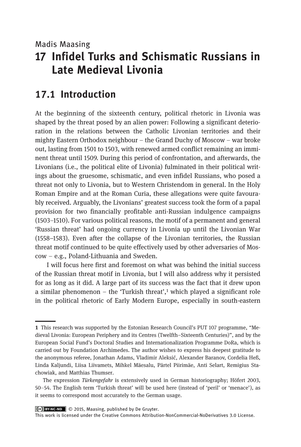 17 Infidel Turks and Schismatic Russians in Late Medieval Livonia