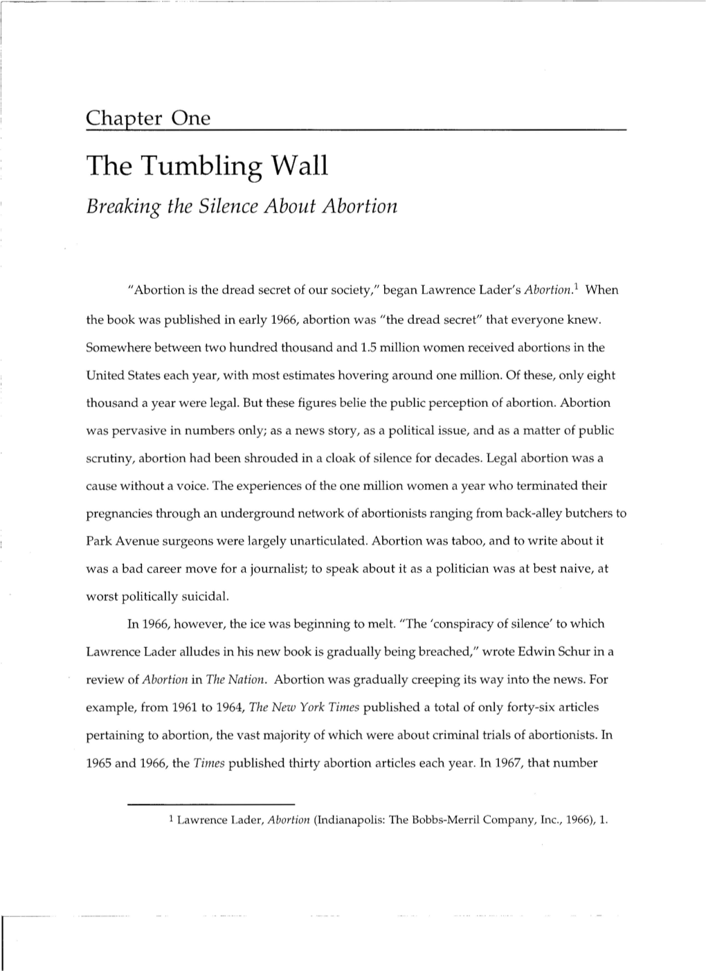 The Tumbling Wall Breaking the Silence About Abortion