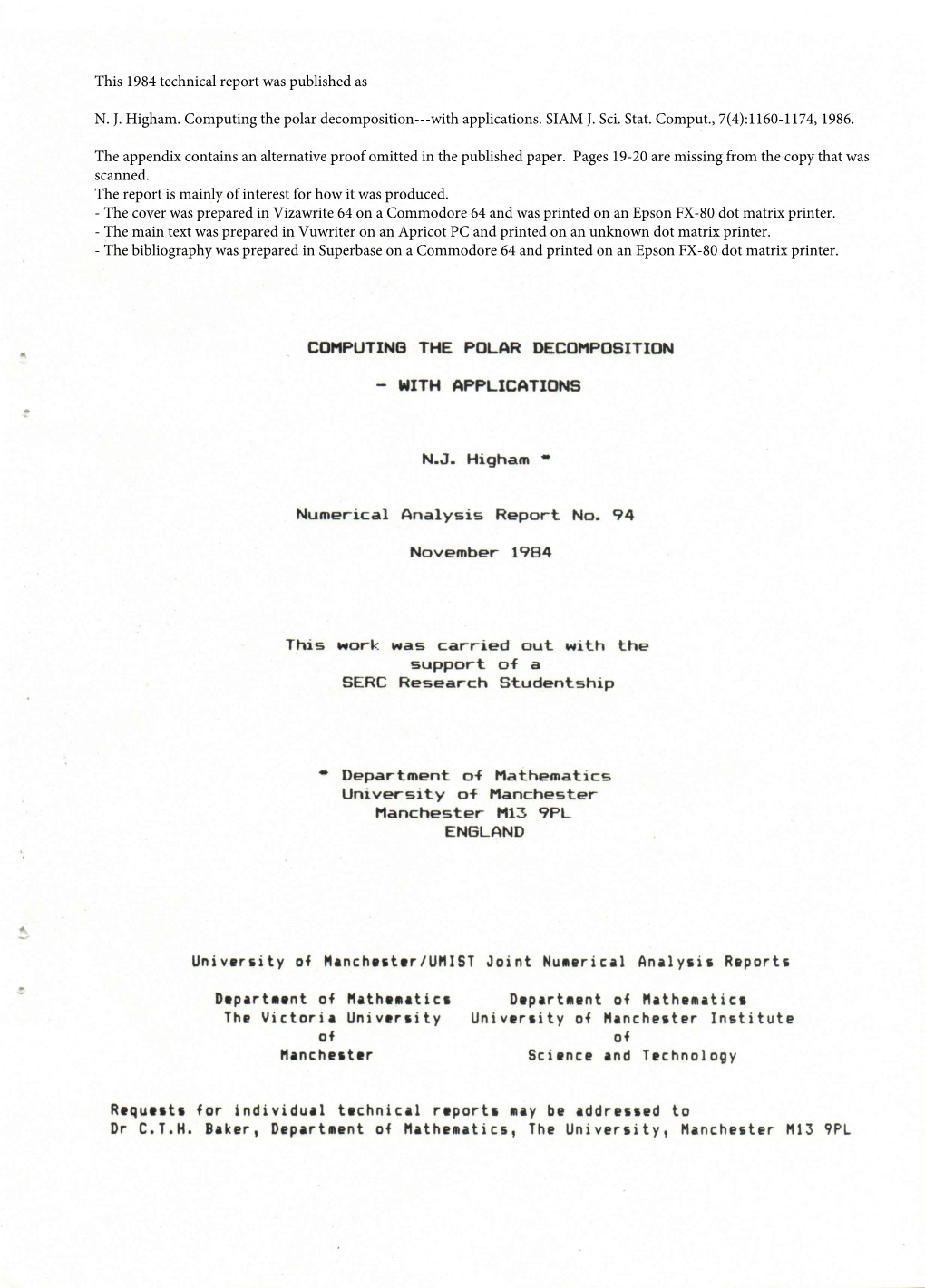 Computing the Polar Decomposition---With Applications