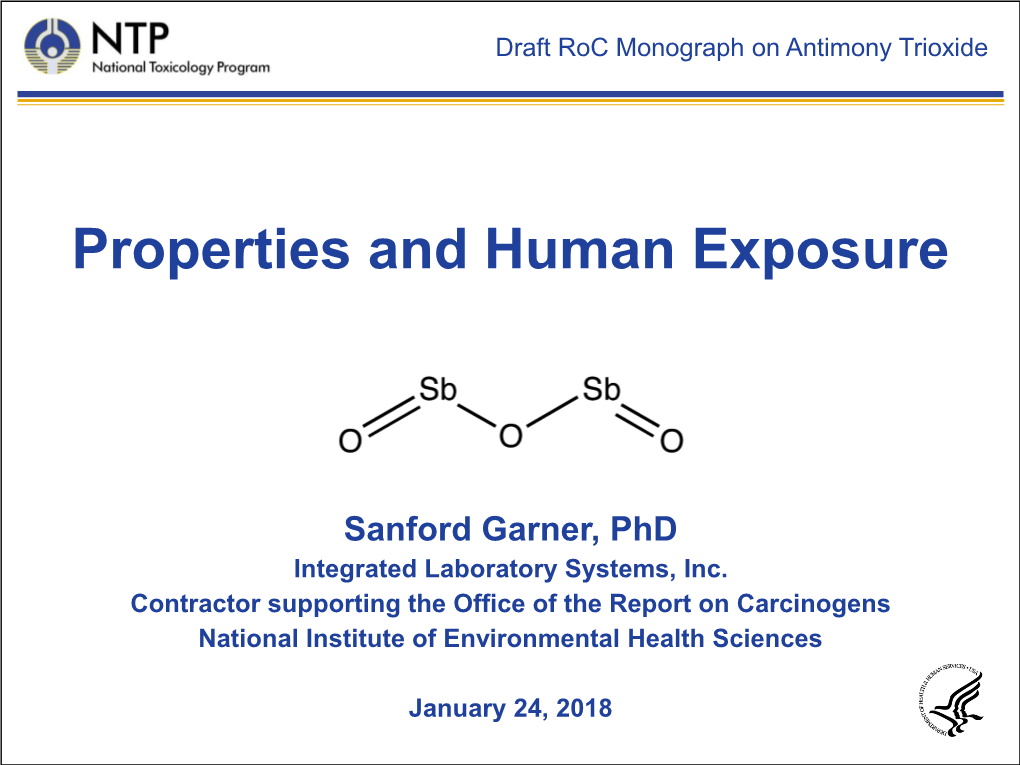 Properties and Human Exposure; Sanford Garner; Roc; Jan. 24, 2018