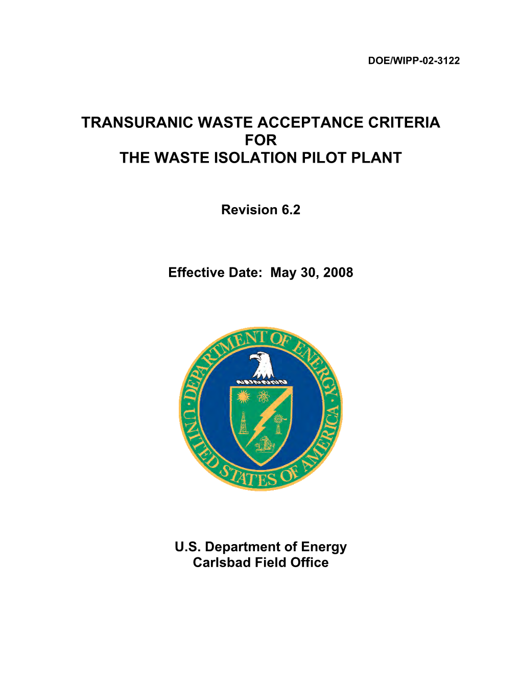 Transuranic Waste Acceptance Criteria for the Waste Isolation Pilot Plant