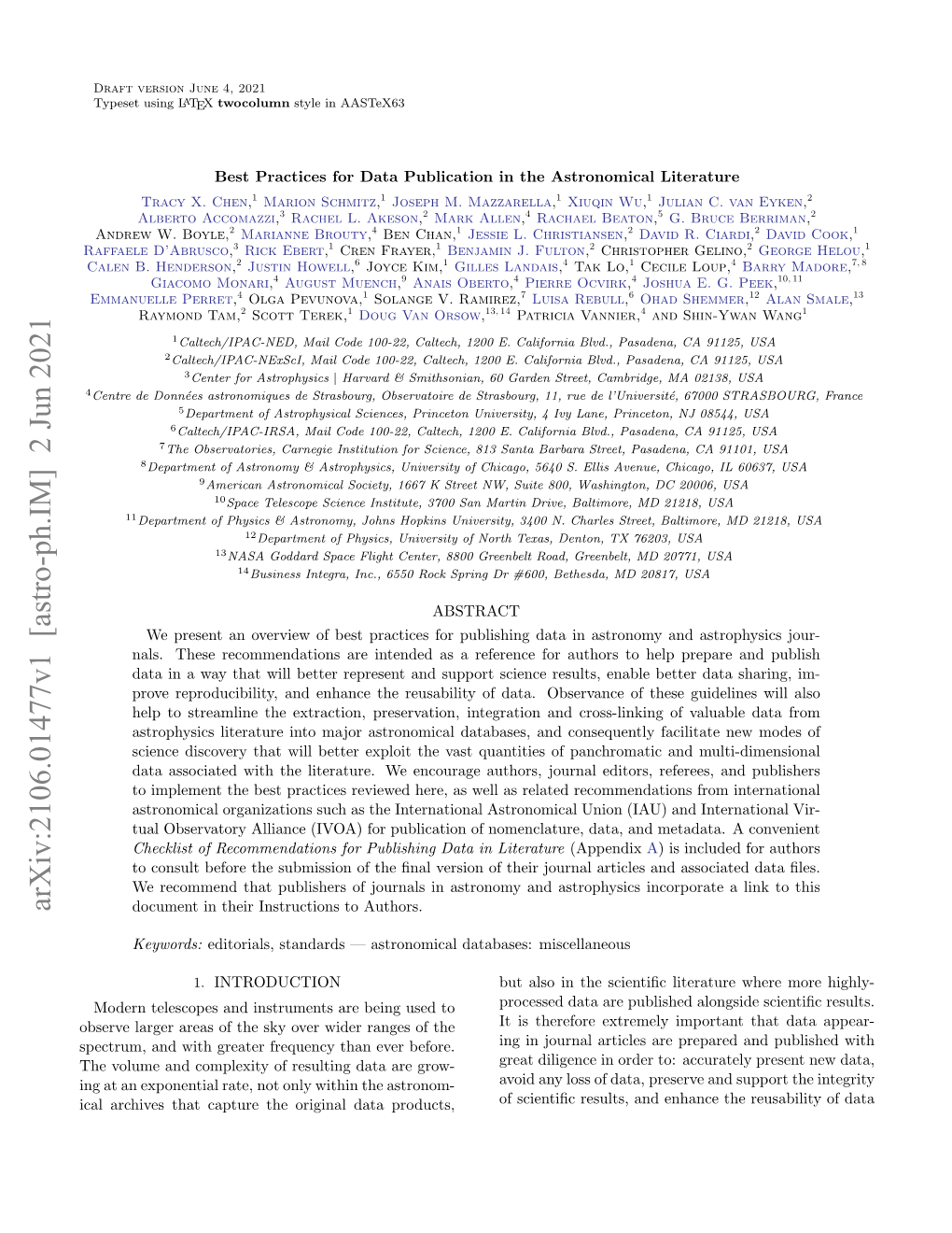 Arxiv:2106.01477V1 [Astro-Ph.IM] 2 Jun 2021 Document in Their Instructions to Authors