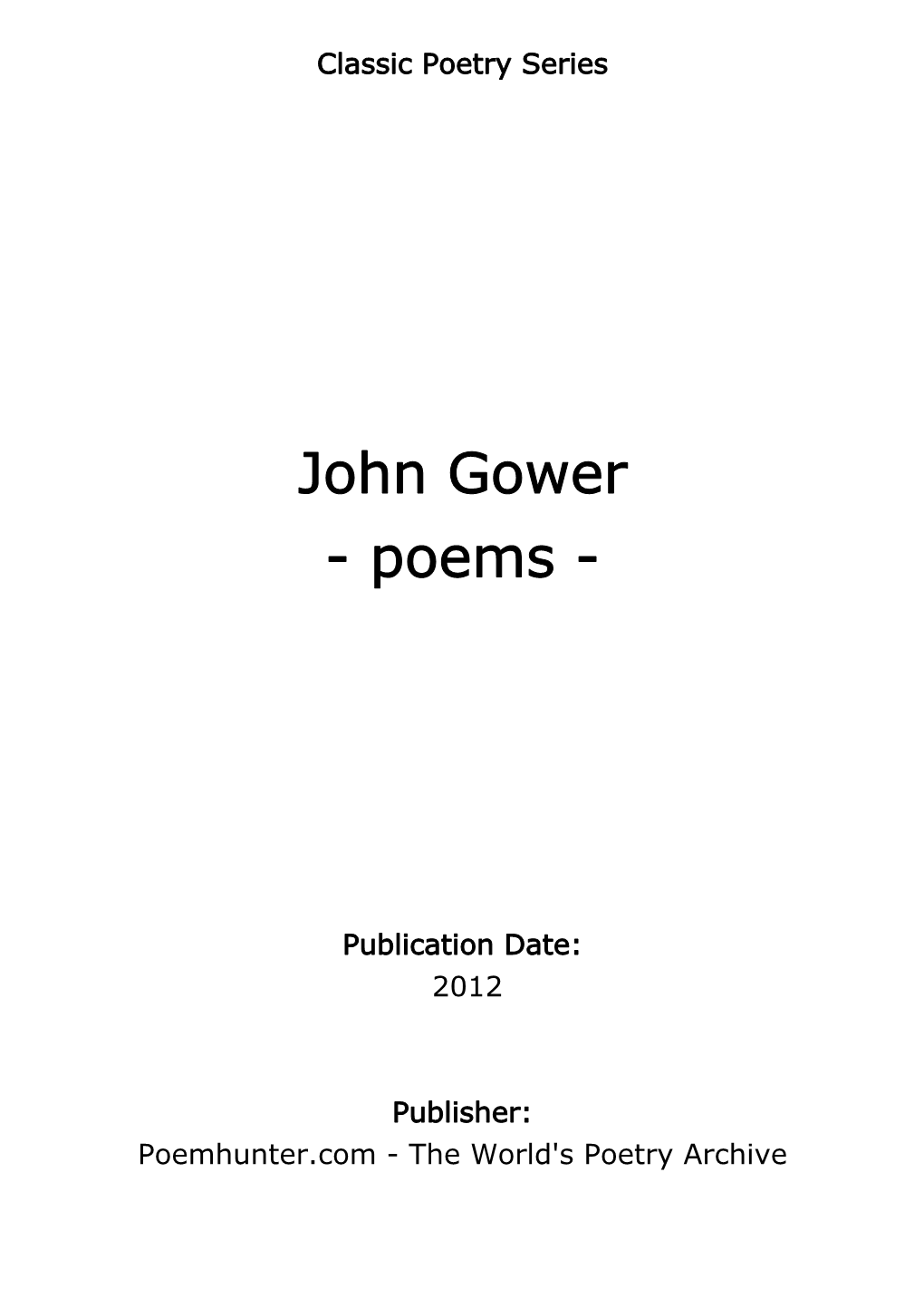 John Gower - Poems