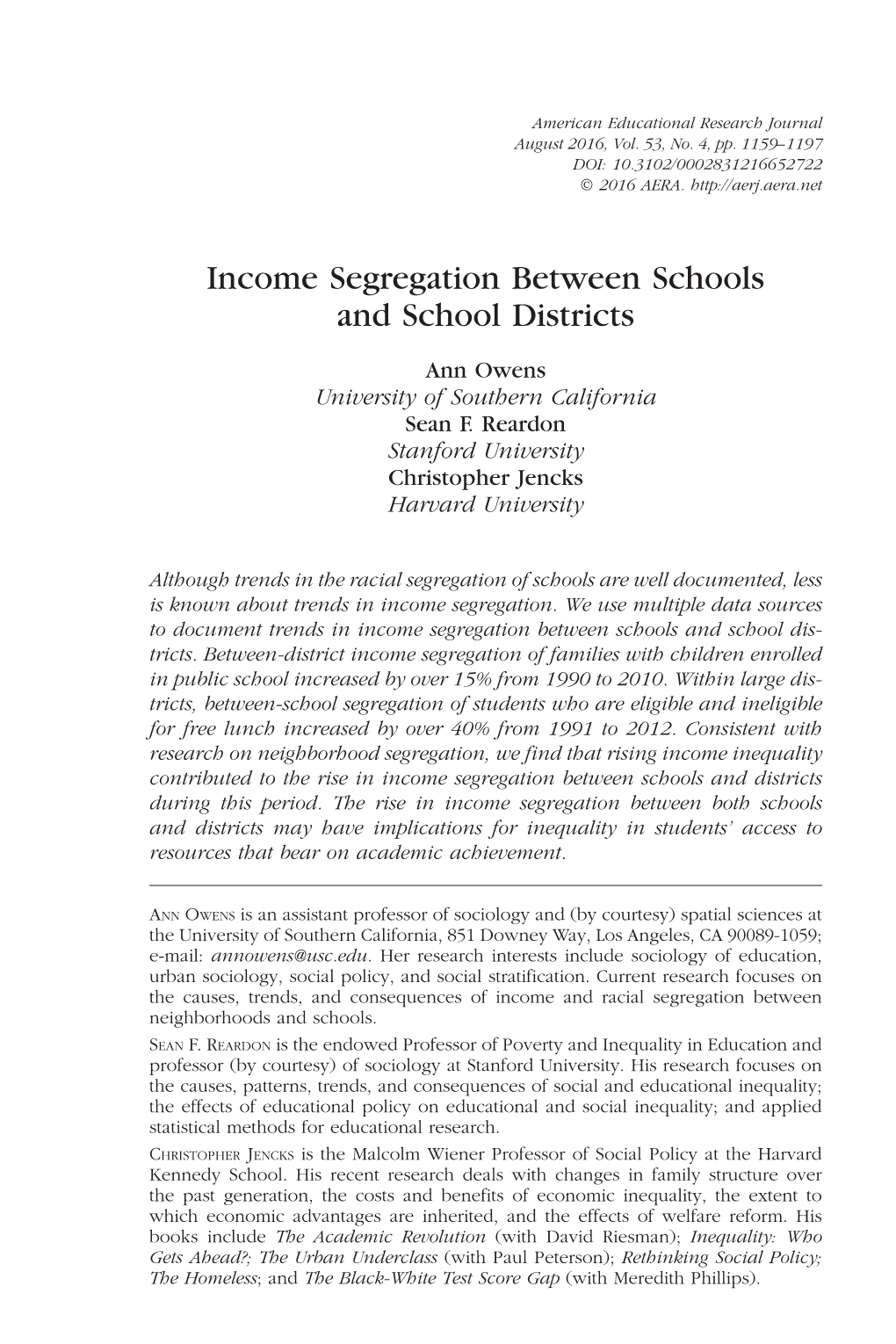 Income Segregation Between Schools and Districts Ann Owens Et Al.Pdf