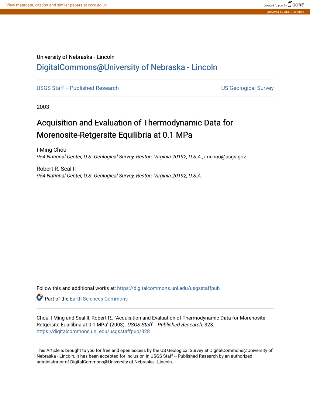 Acquisition and Evaluation of Thermodynamic Data for Morenosite-Retgersite Equilibria at 0.1 Mpa