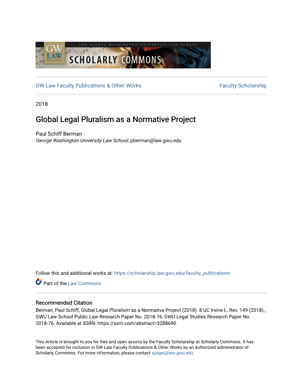 Global Legal Pluralism As a Normative Project