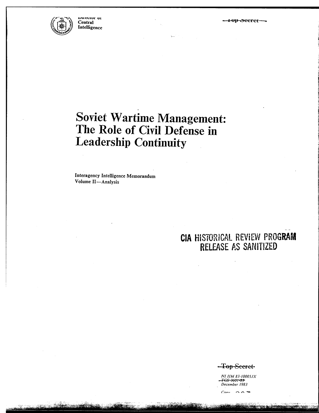 Soviet Wartime Management: the Role of Civil Defense in Leadership Continuity