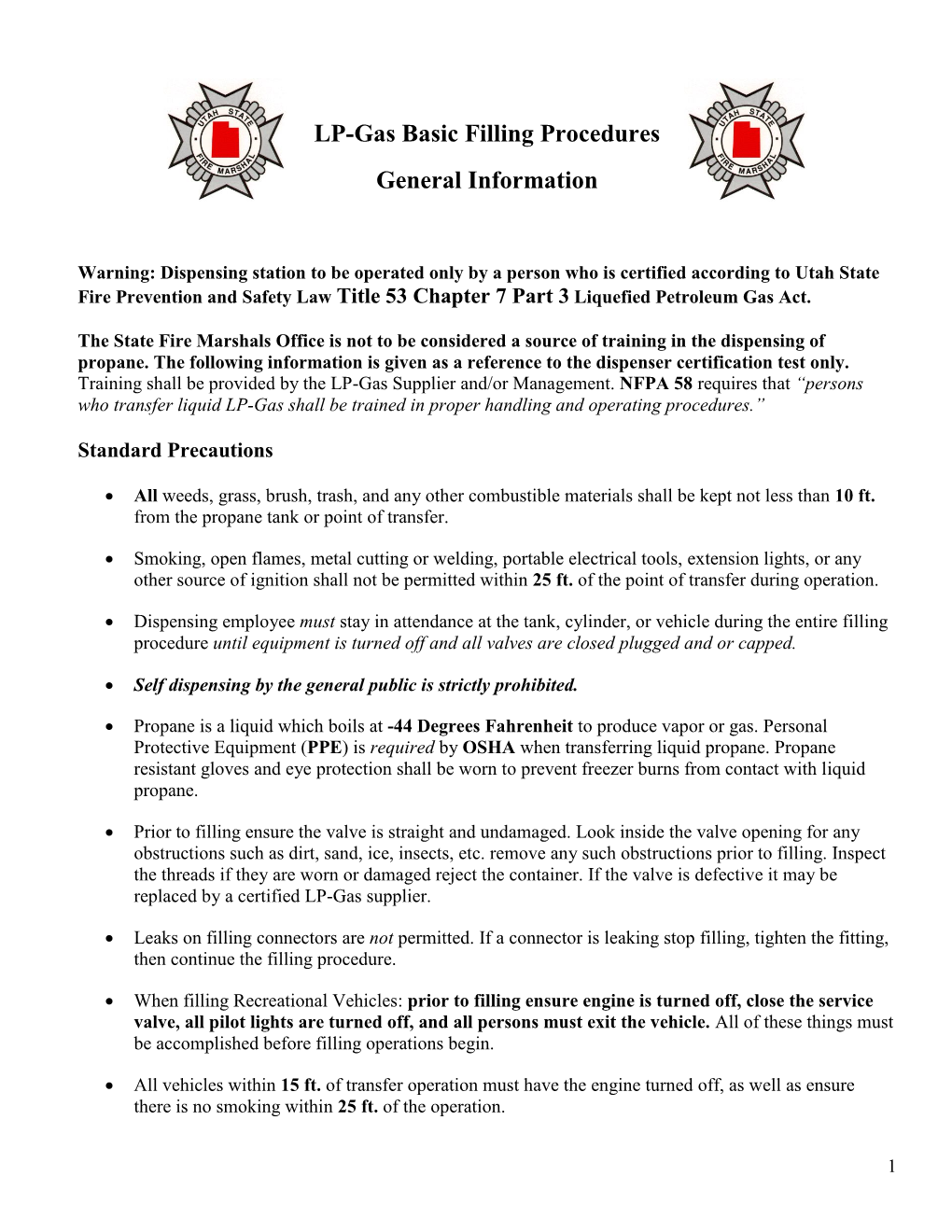 LP-Gas Basic Filling Procedures General Information