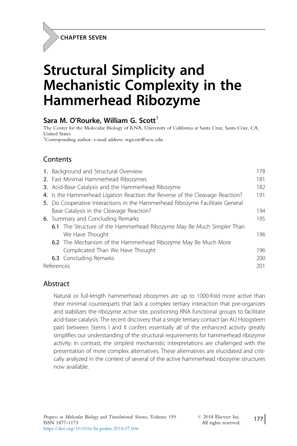 Structural Simplicity and Mechanistic Complexity in the Hammerhead Ribozyme