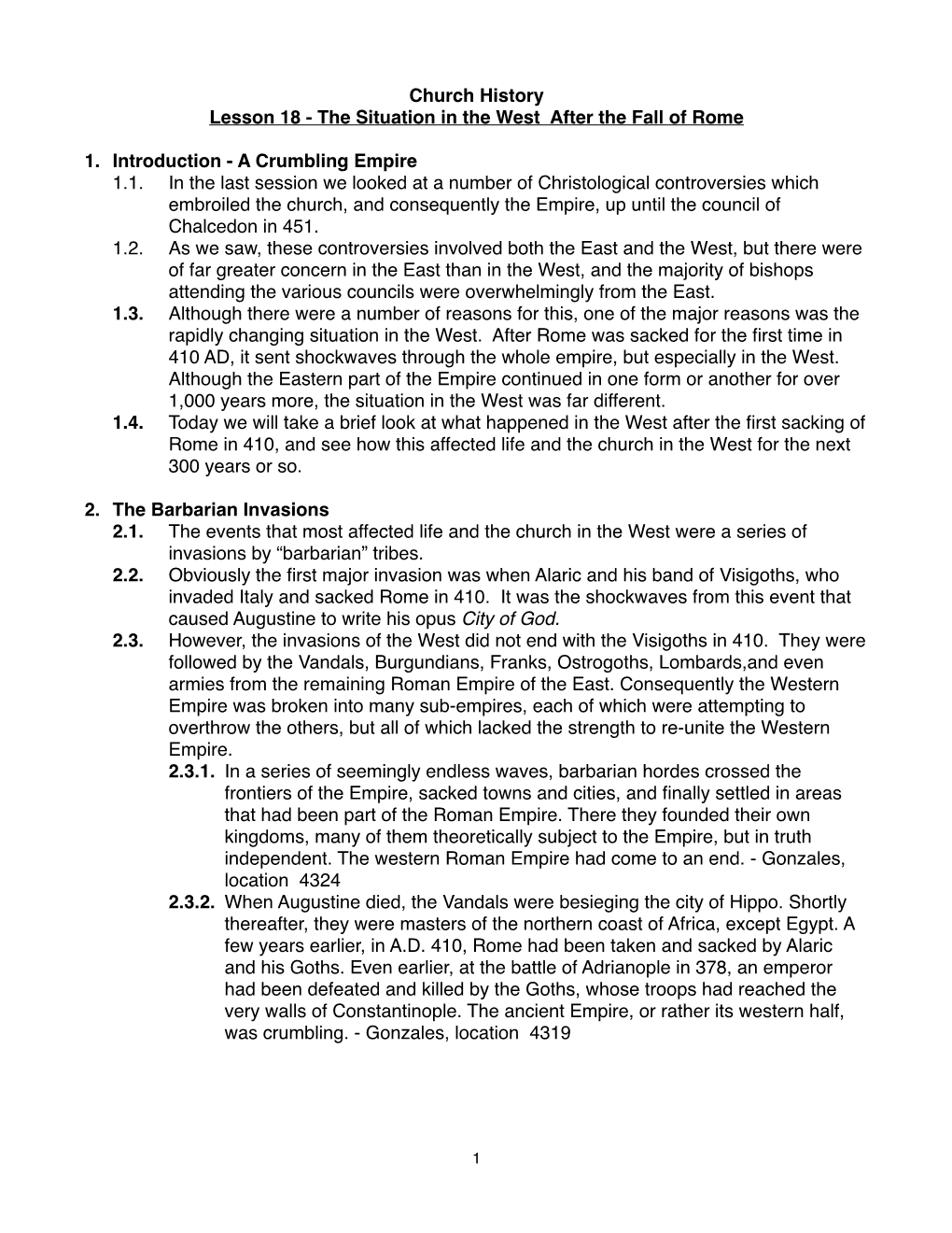 Lesson 18 - the Situation in the West After the Fall of Rome