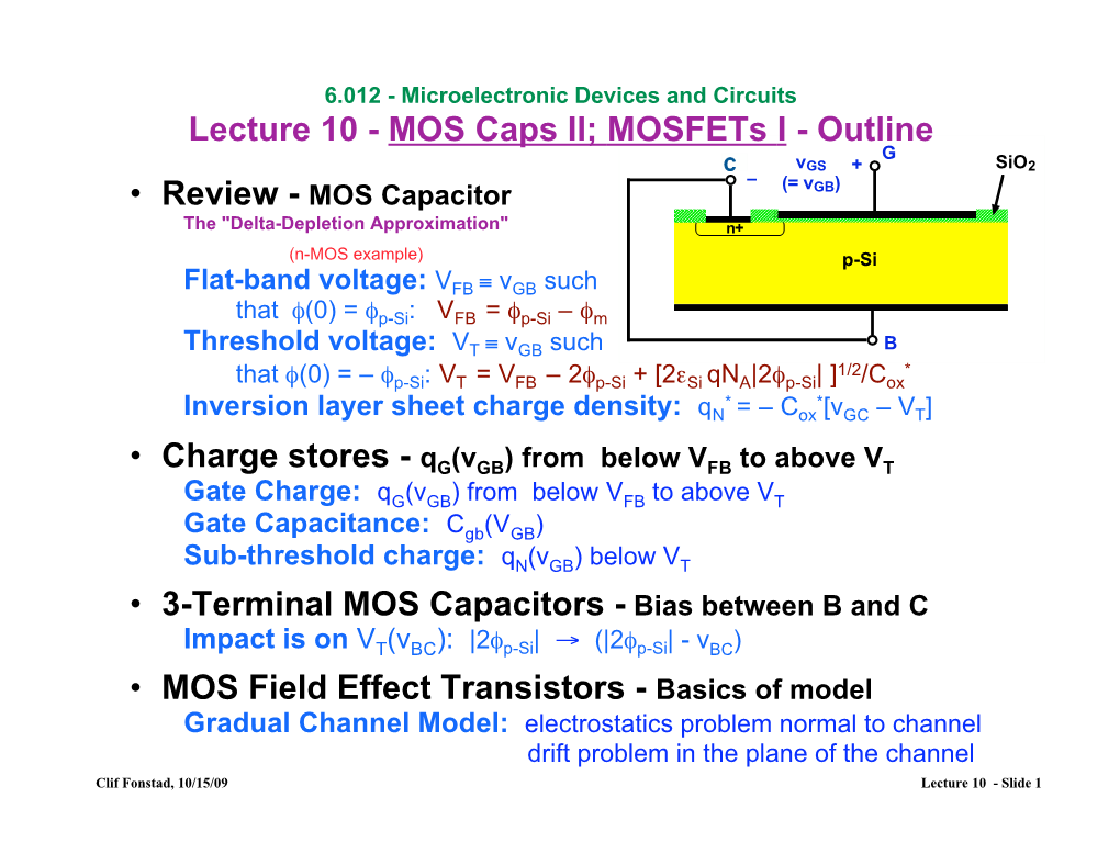 MOS Caps II; Mosfets I