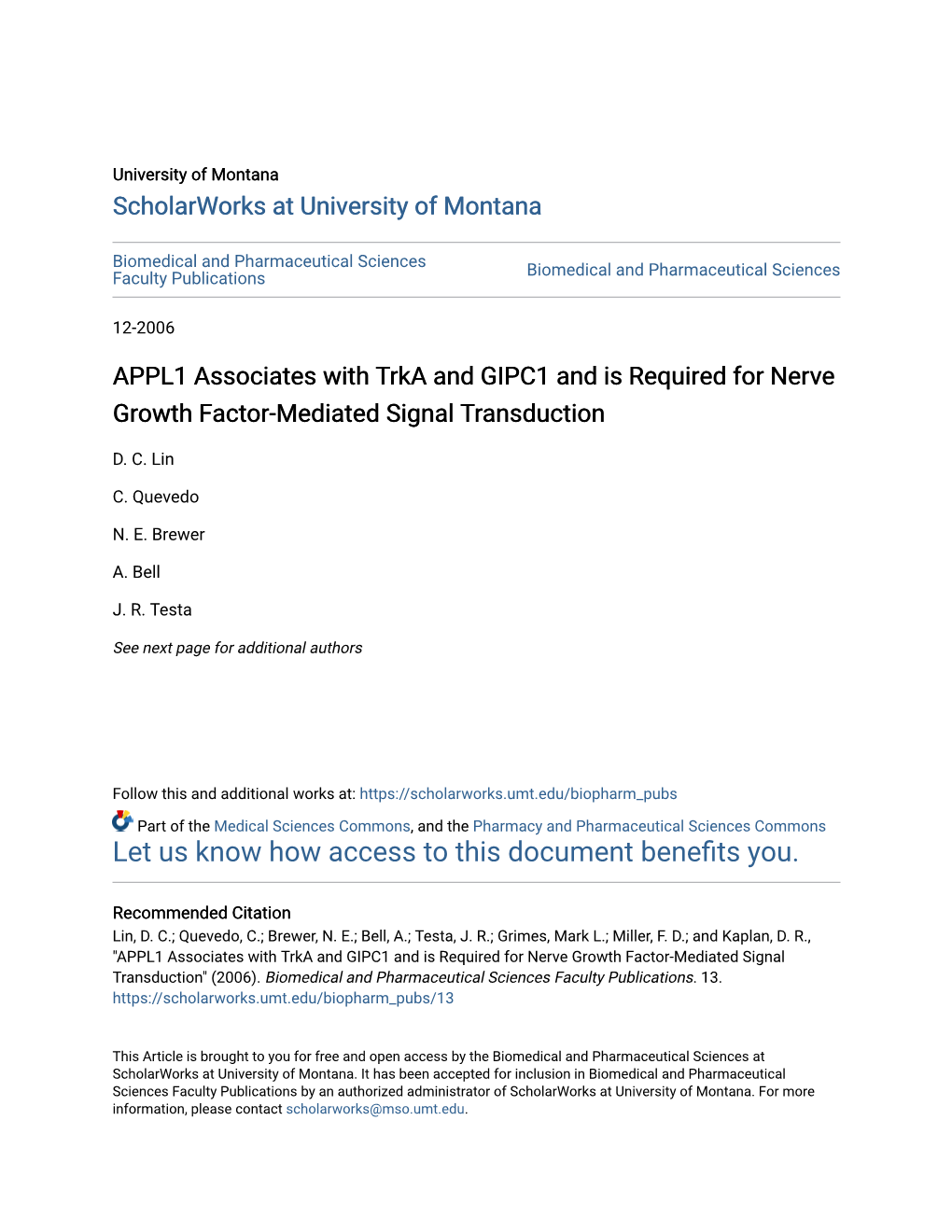 APPL1 Associates with Trka and GIPC1 and Is Required for Nerve Growth Factor-Mediated Signal Transduction