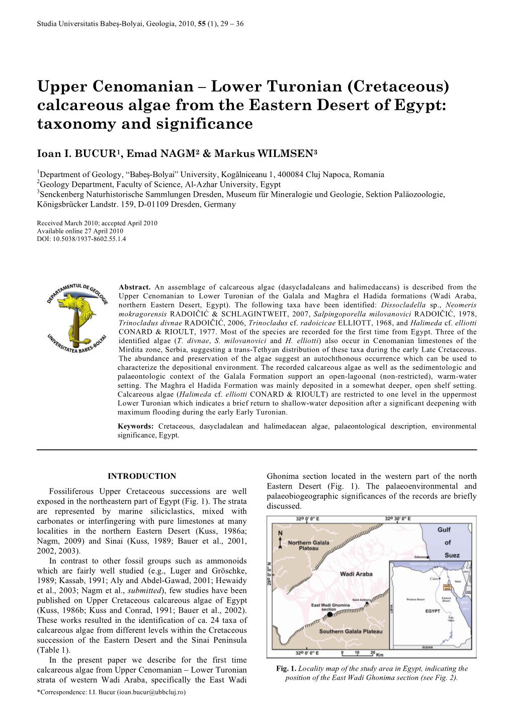 Upper Cenomanian Â•ﬁ Lower Turonian (Cretaceous) Calcareous