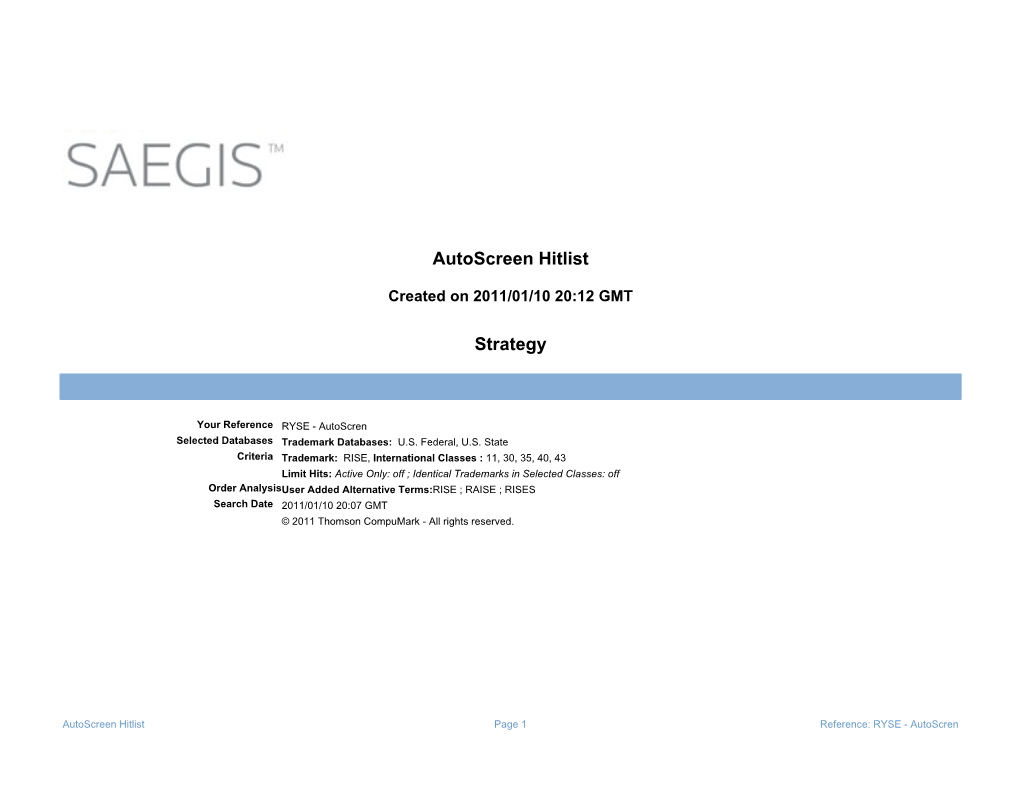 Autoscreen Hitlist Strategy