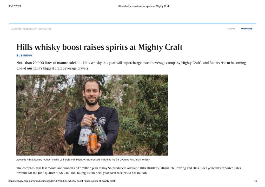 Hills Whisky Boost Raises Spirits at Mighty Craft