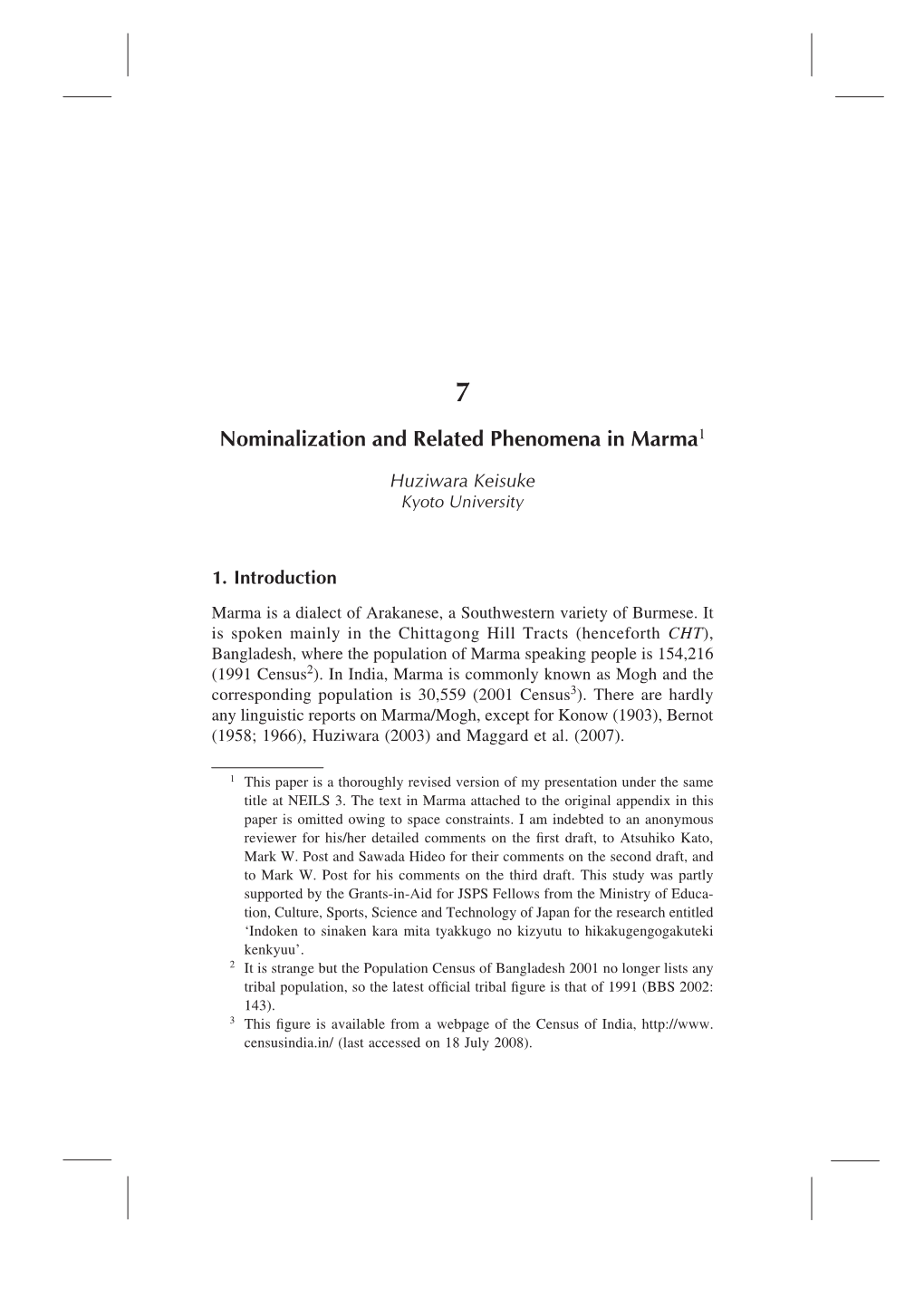 Nominalization and Related Phenomena in Marma1