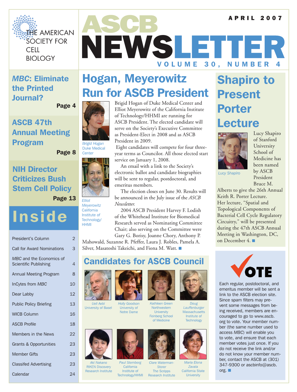 April 2007 ASCB Newsletter