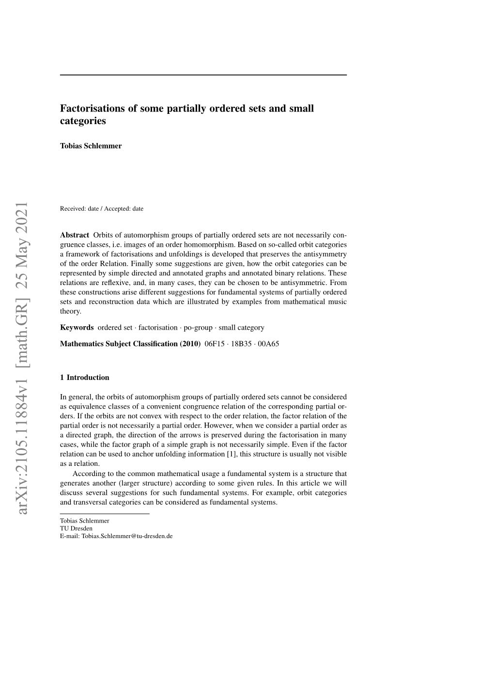 Factorisations of Some Partially Ordered Sets and Small Categories