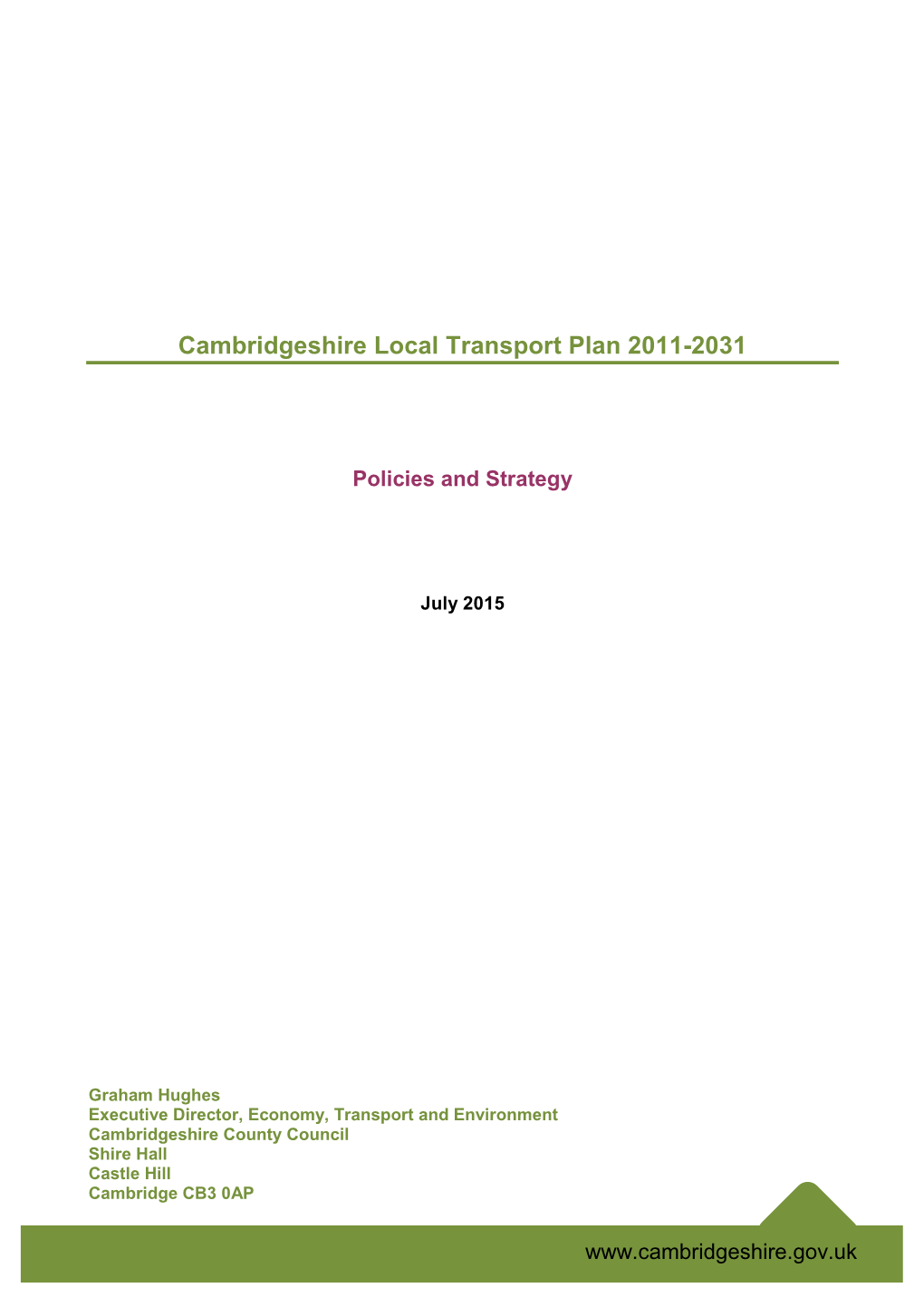 Cambridgeshire Local Transport Plan 2011-2031