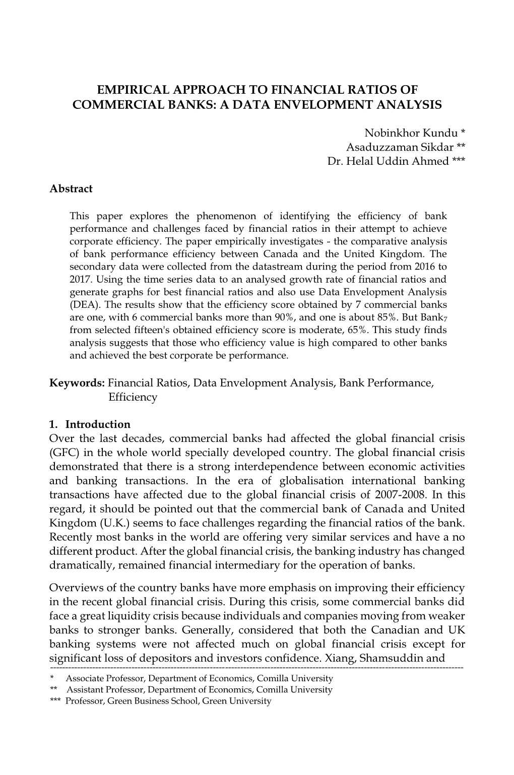 Empirical Approach to Financial Ratios of Commercial Banks a Data