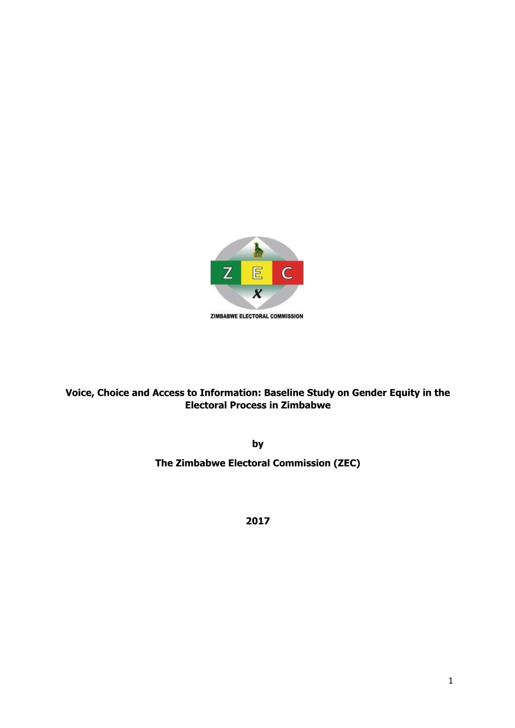 Gender Equality Baseline Survey That ZEC Conducted in 2017