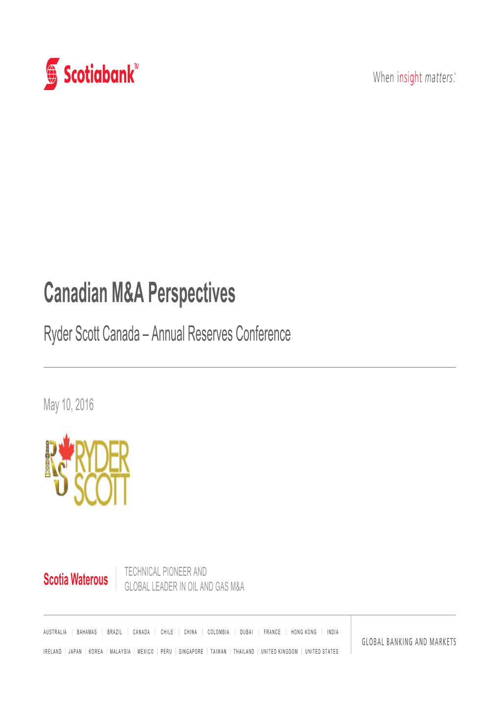 Canadian M&A Perspectives