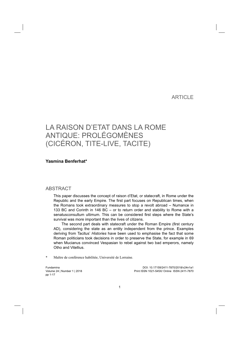 1La Raison D'etat Dans La Rome Antique