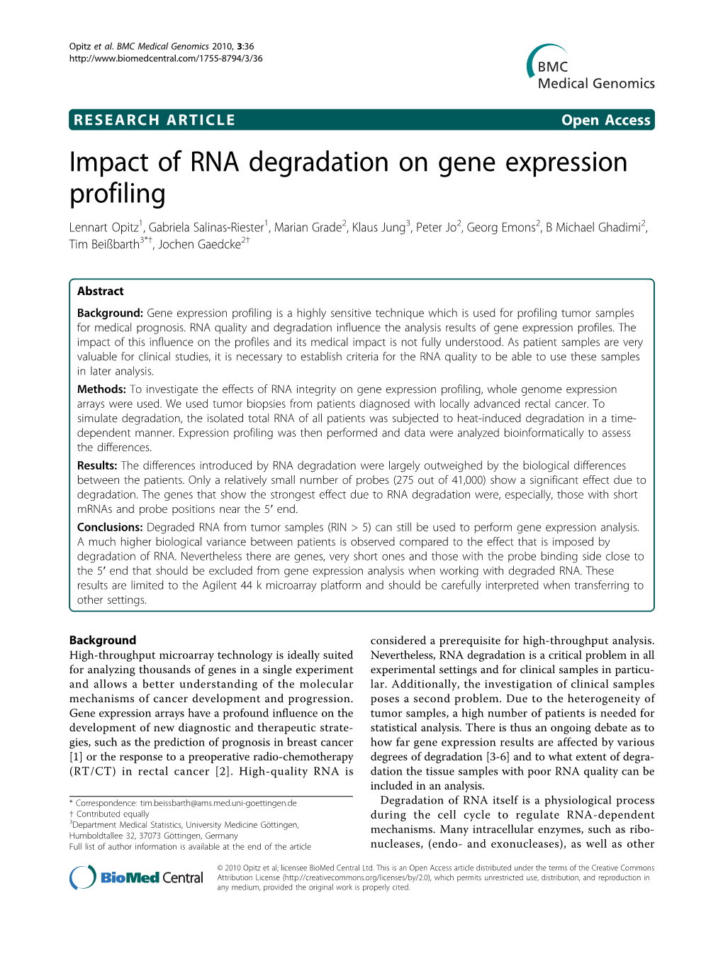 Impact of RNA Degradation on Gene Expression Profiling