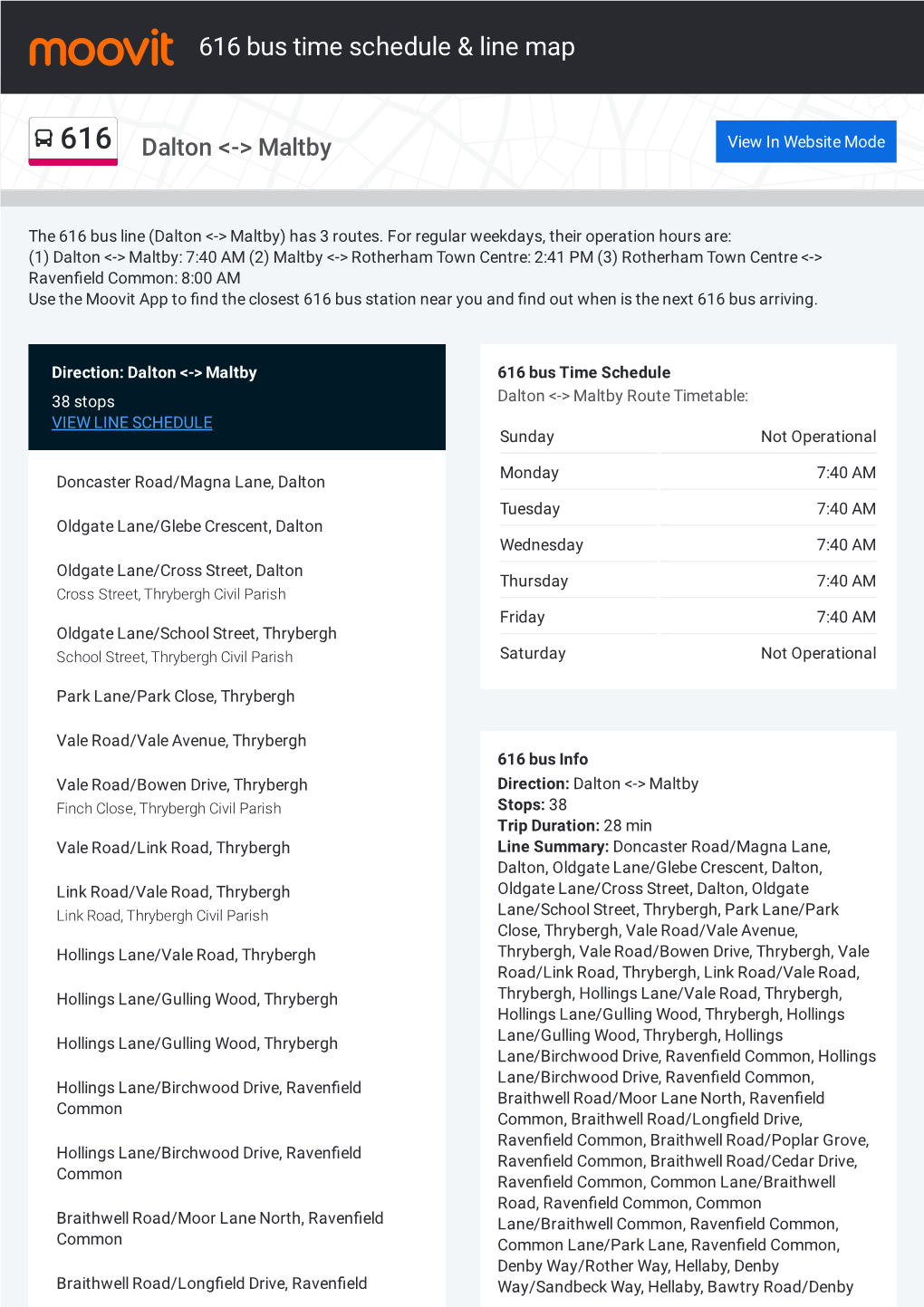 616 Bus Time Schedule & Line Route