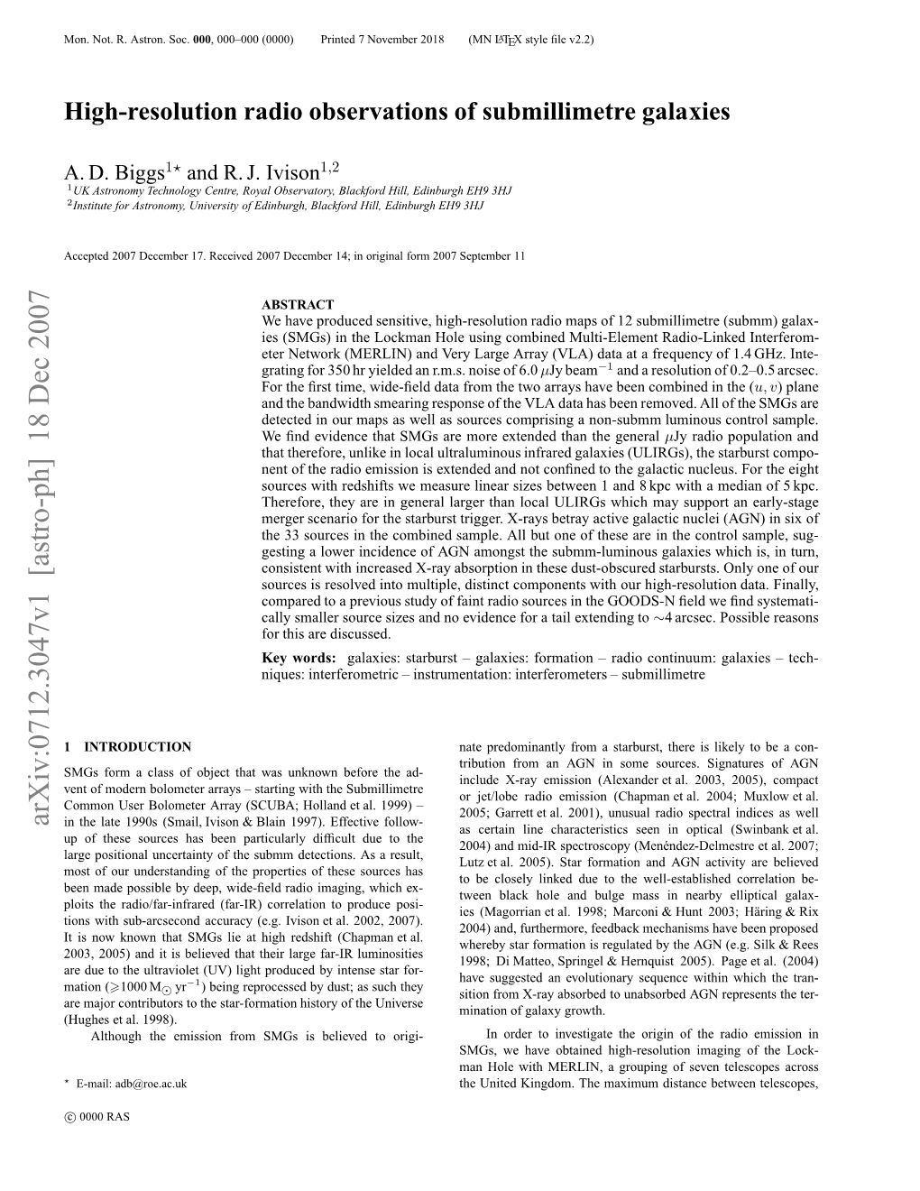 High-Resolution Radio Observations of Submillimetre Galaxies