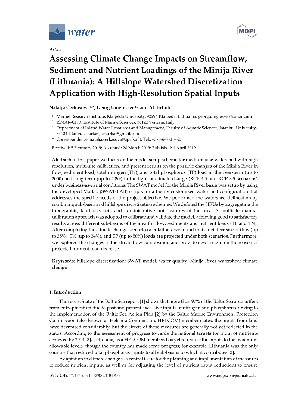 Assessing Climate Change Impacts on Streamflow, Sediment And