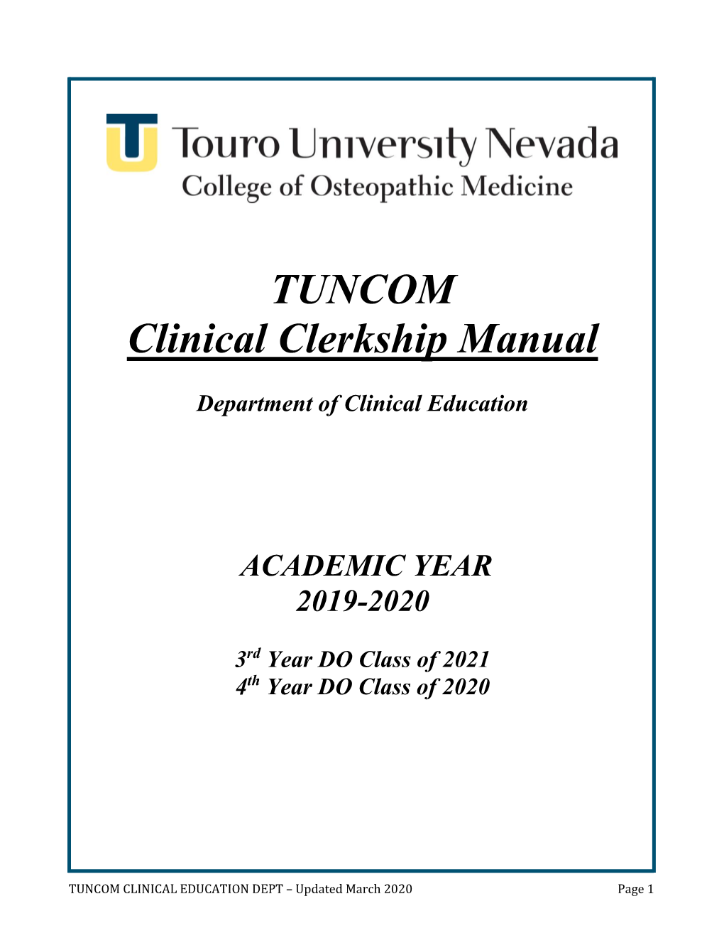 TUNCOM Clinical Clerkship Manual