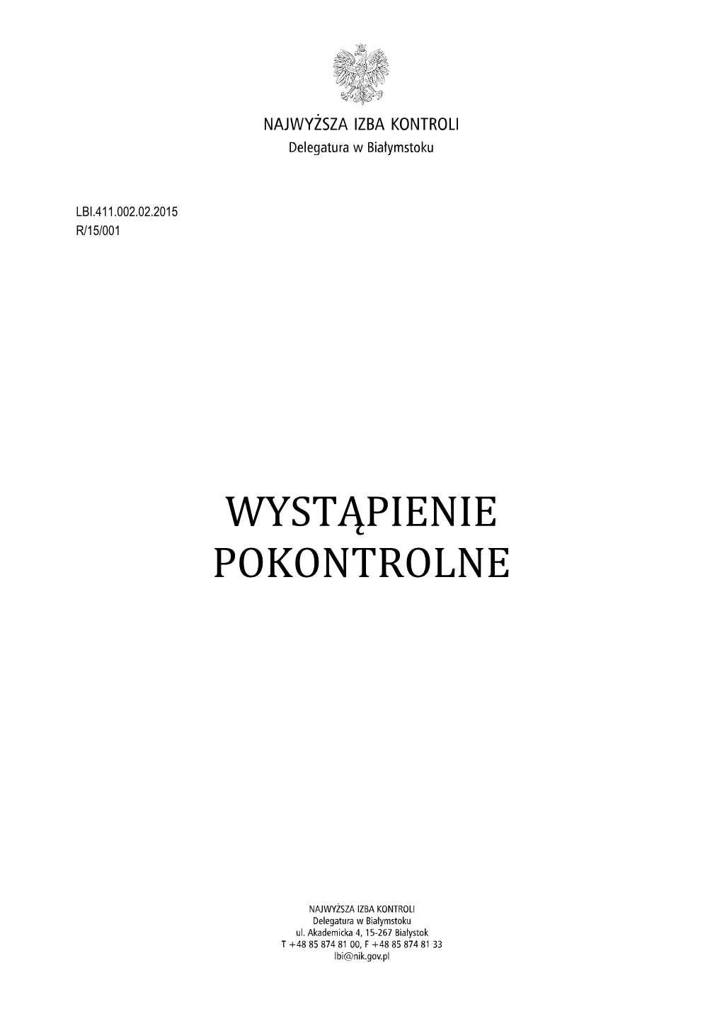 Wystąpienie Pokontrolne