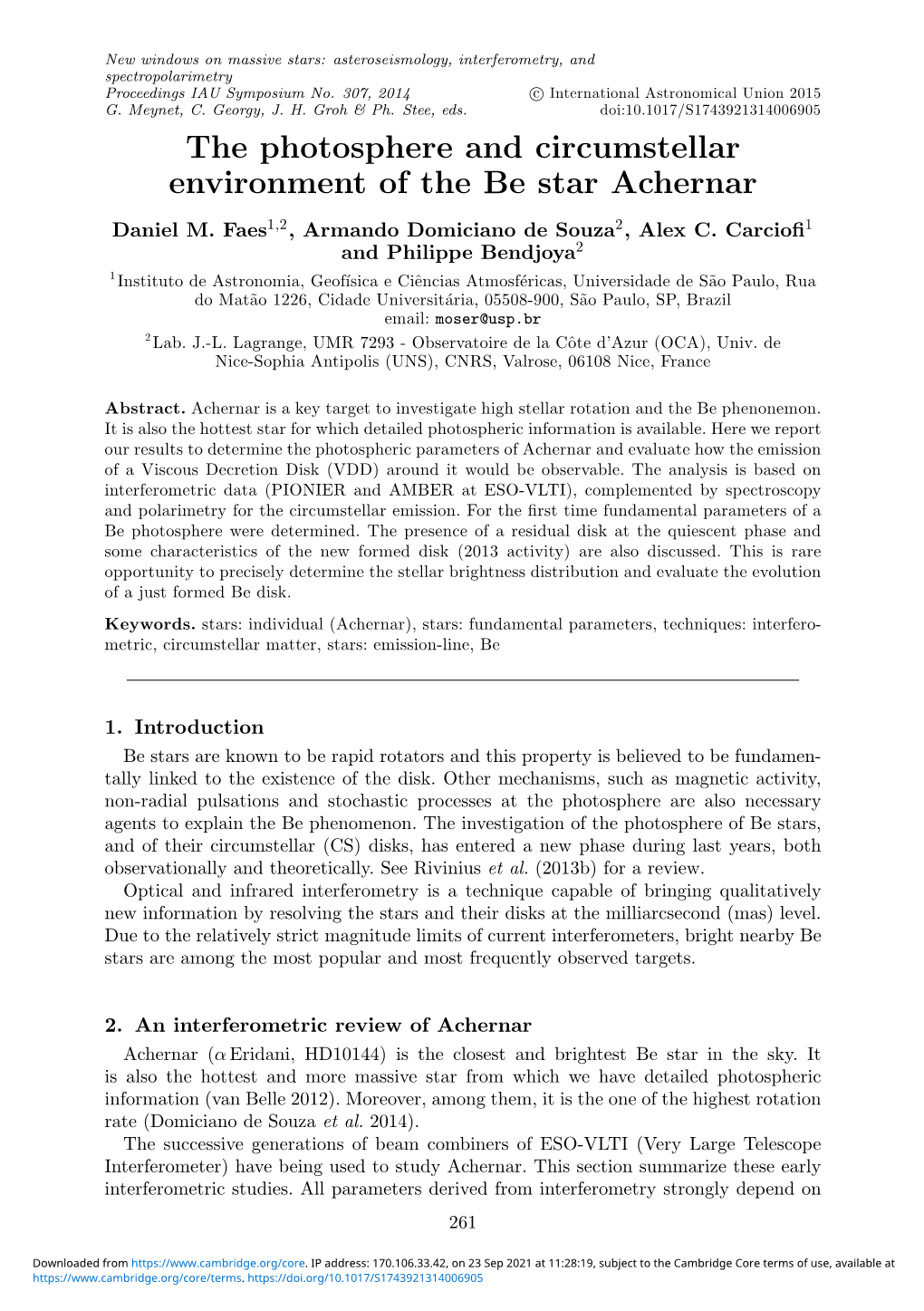 The Photosphere and Circumstellar Environment of the Be Star Achernar