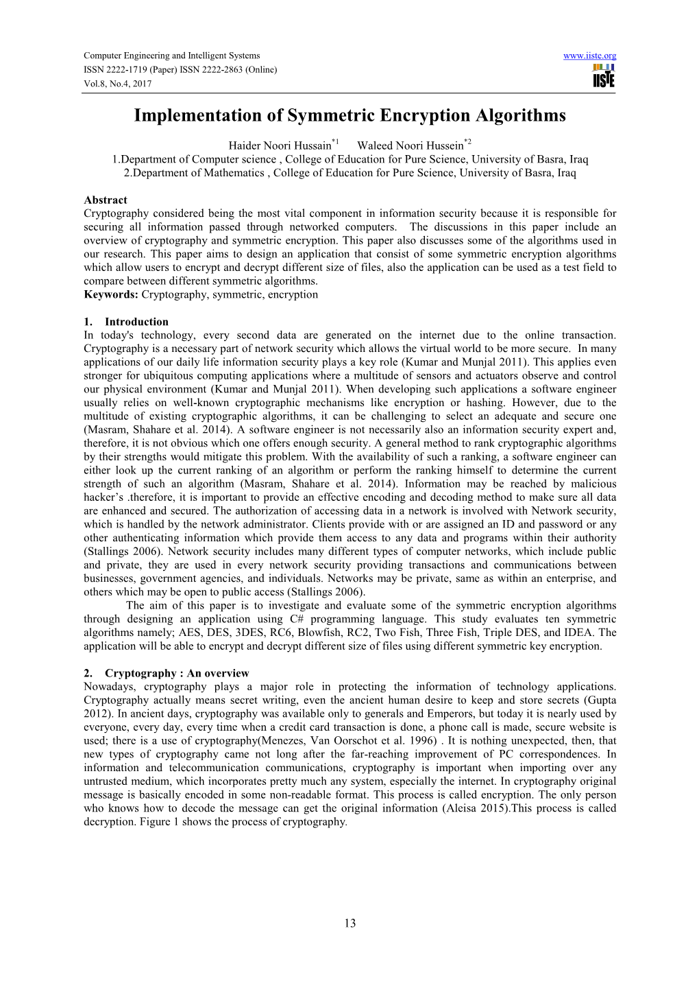 Implementation of Symmetric Encryption Algorithms