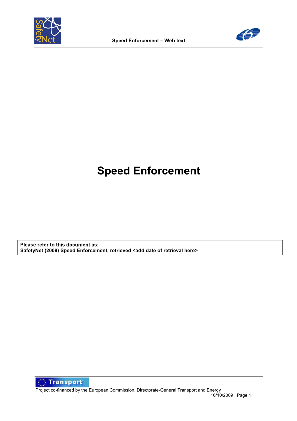 Speed Enforcement – Web Text