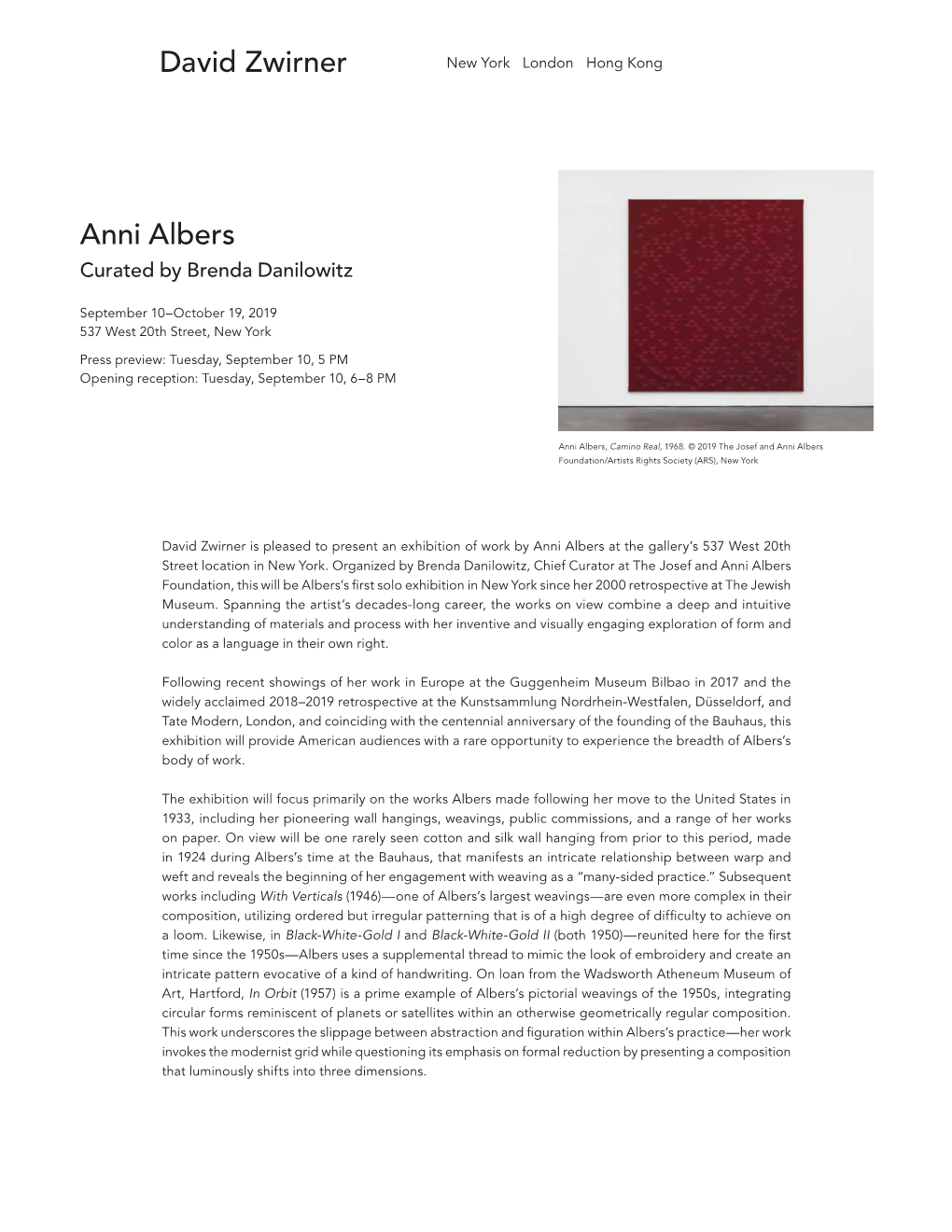 Anni Albers David Zwirner