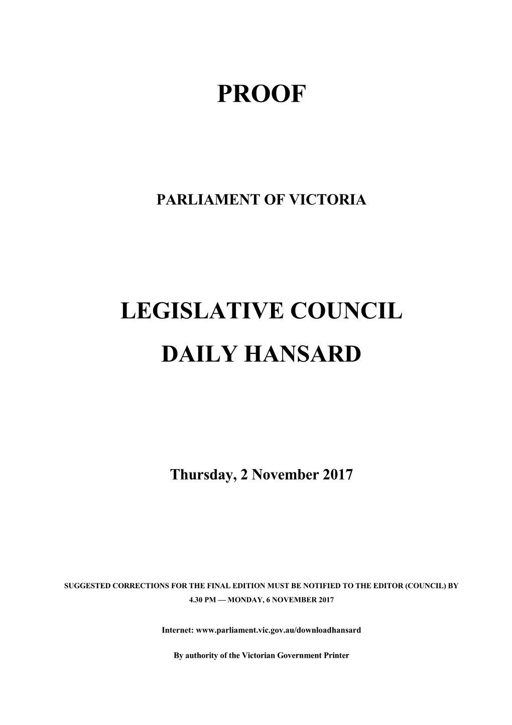 Hansard Daily Proof