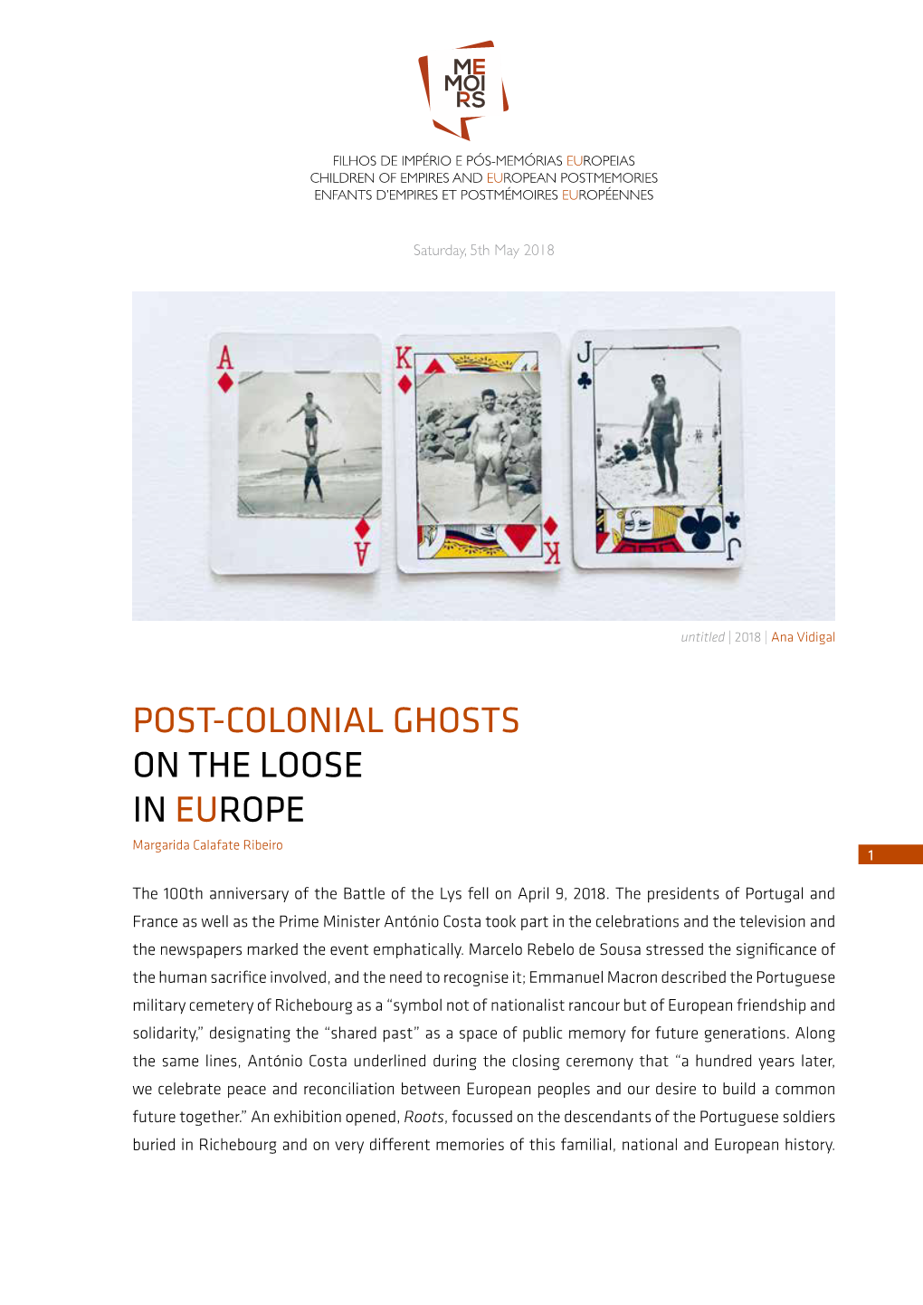 POST-COLONIAL GHOSTS on the LOOSE in EUROPE Margarida Calafate Ribeiro 1