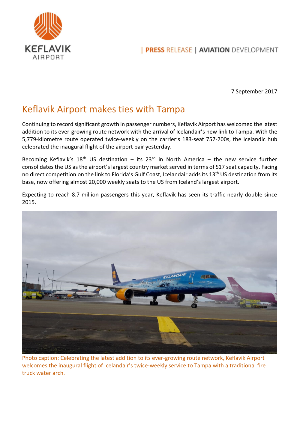 Keflavik Airport Makes Ties with Tampa