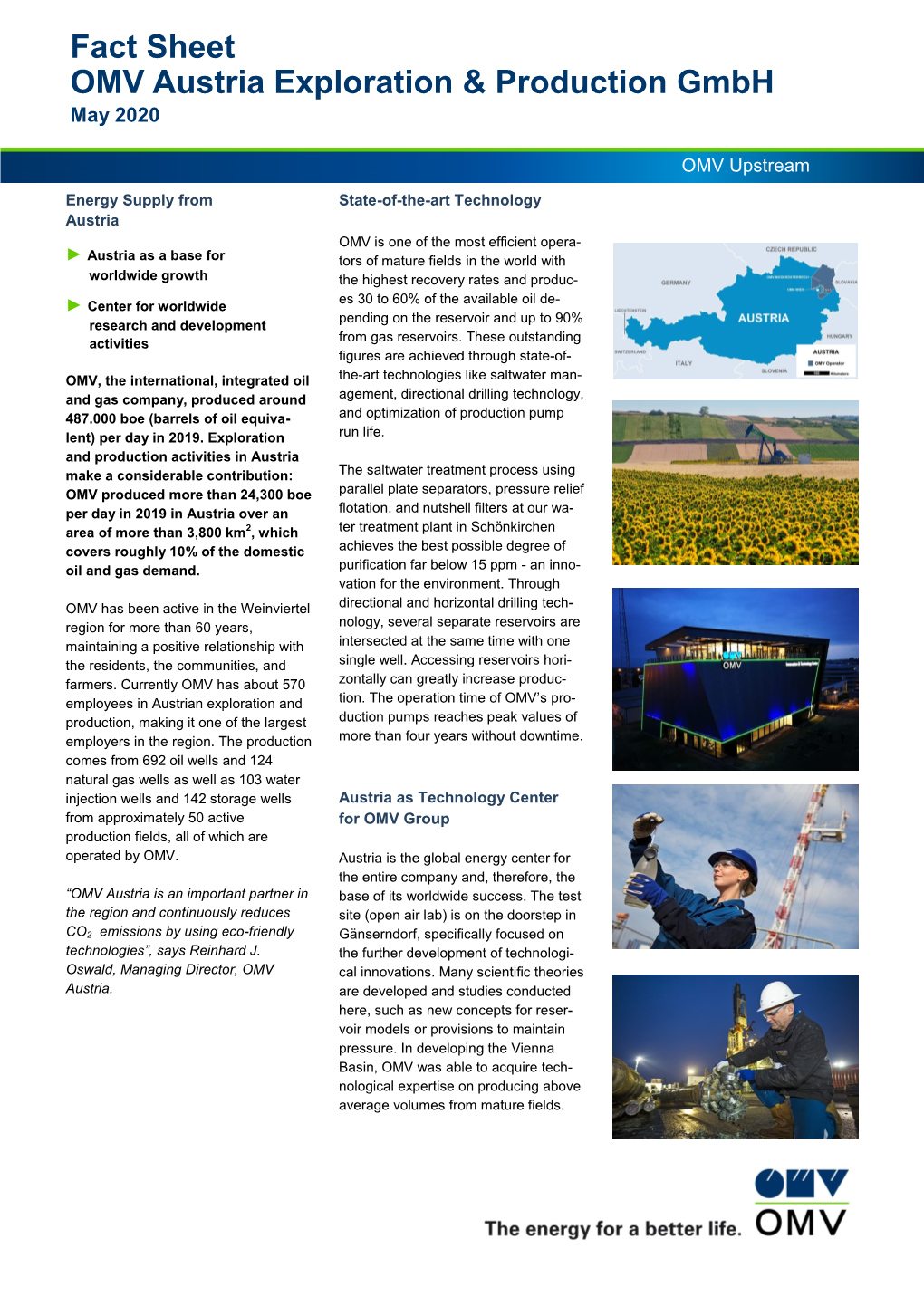 Fact Sheet OMV Austria Exploration & Production Gmbh