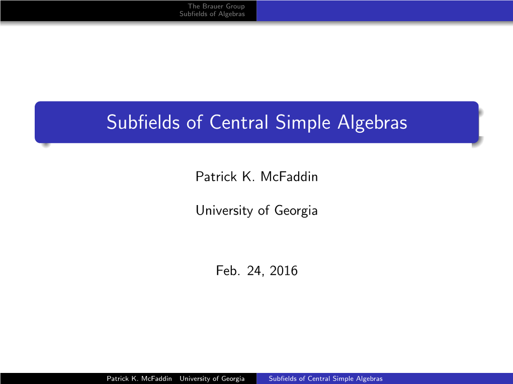 Subfields of Central Simple Algebras