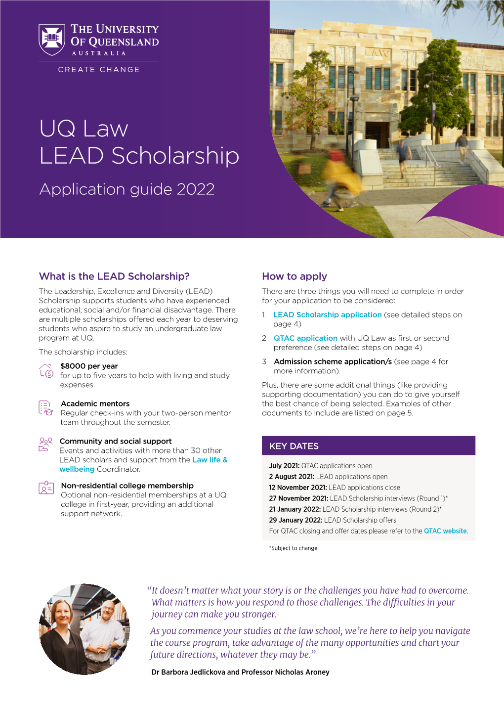 UQ Law LEAD Scholarship Application Guide 2022