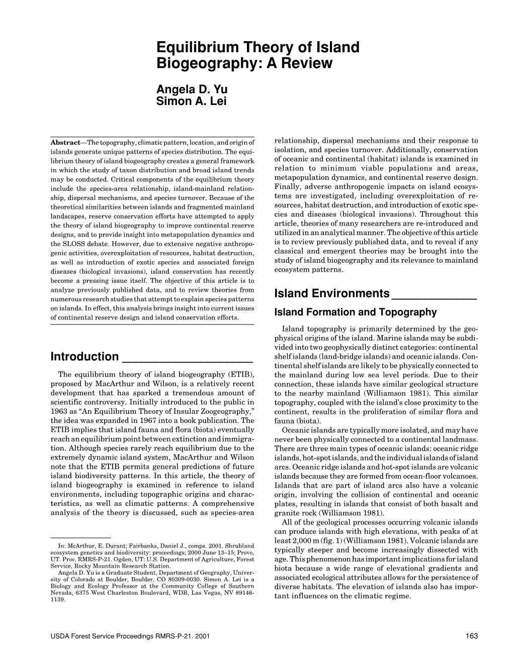 Equilibrium Theory of Island Biogeography: a Review