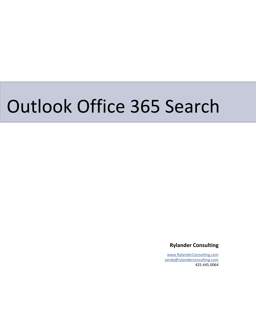 Outlook Office 365 Search Training